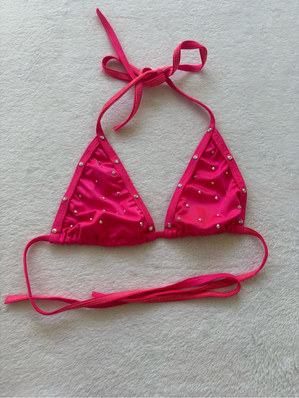 Hot Pink Rhinestone Triangle Bikini Top